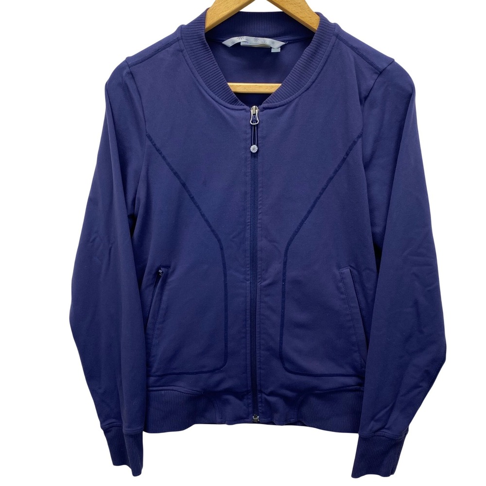 Athleta Bomber Track Jacket Womens‎ S Navy Blue Full Zip Activewear 138720